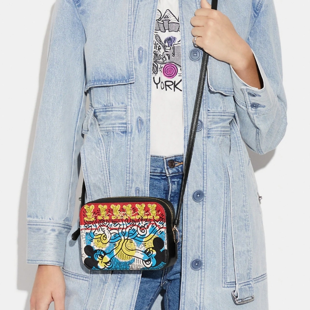 New Coach Disney Mickey Mouse Camera Crossbody Bag